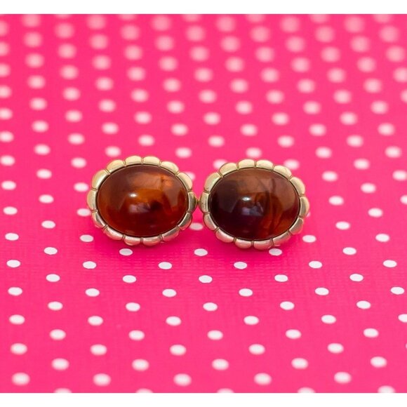 Vintage Dragon Eye Oval Clip On Earrings by Avon - P14 - Picture 1 of 3